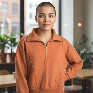 A New Day Crop Orange Half-Zip Pullover